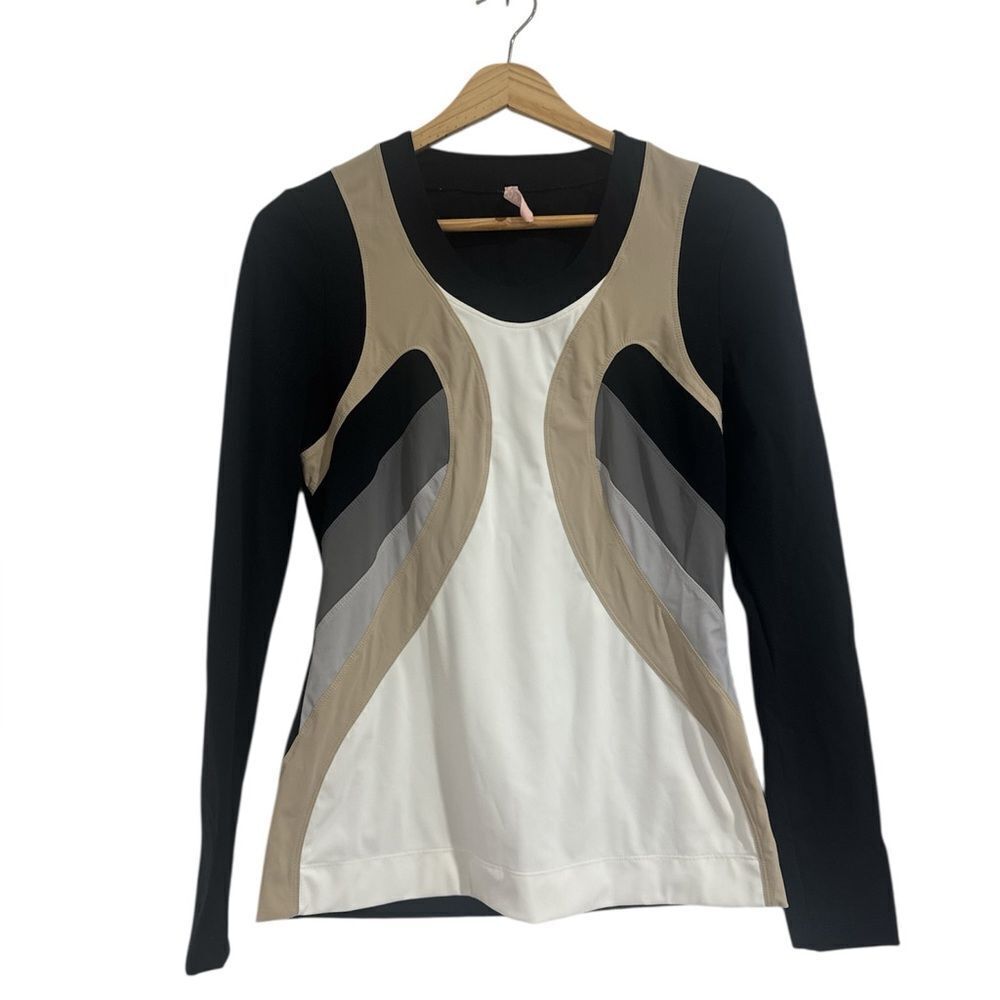NO KA'OI Asymmetrical Black and White Long Sleeve Blouse